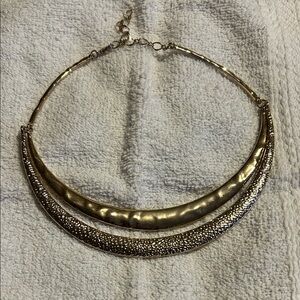 Source Unknown Gold and Silver Textured Necklace